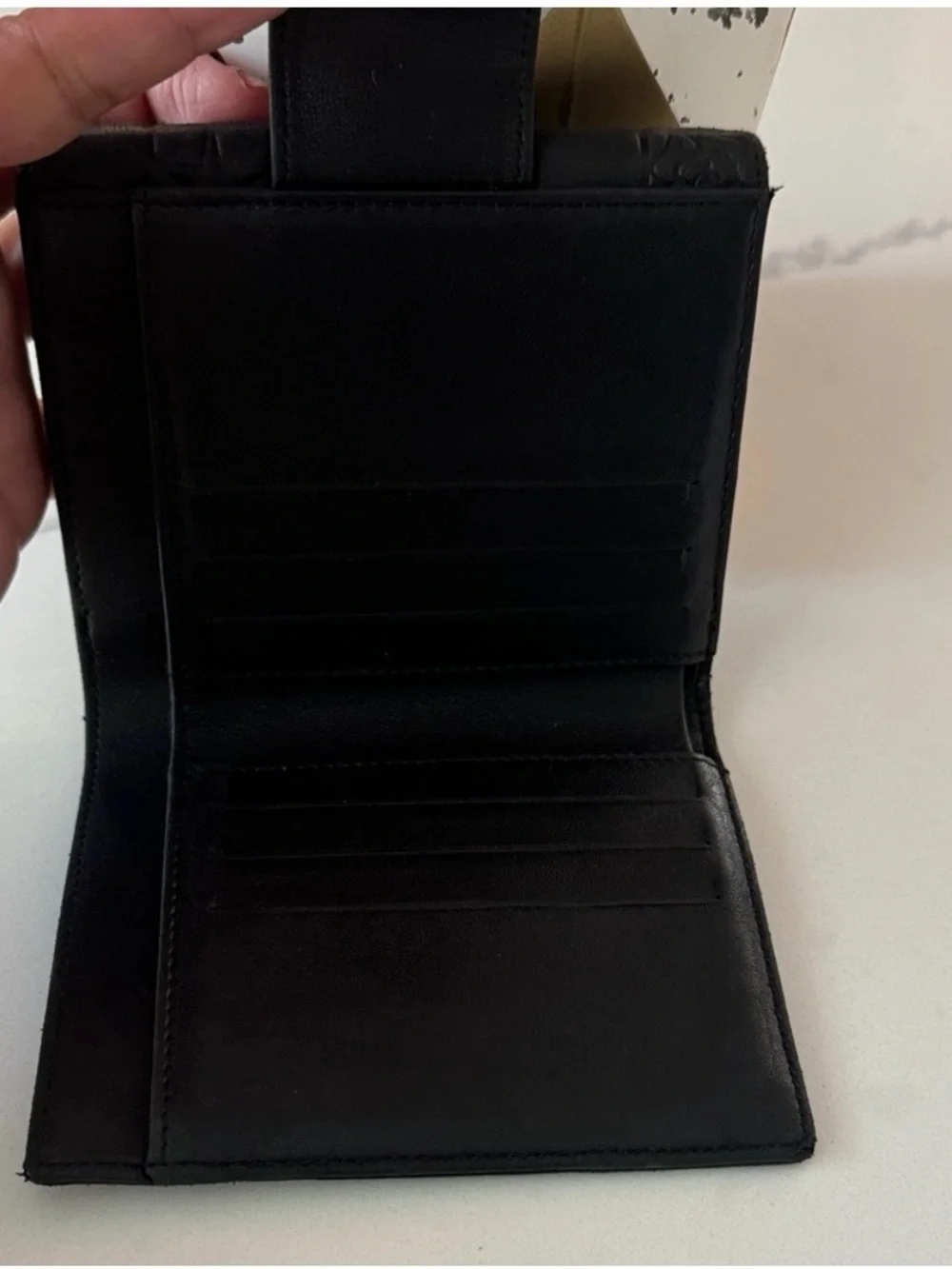 CHANEL Black Quilted Embossed Leather Small Wallet with Gold CC Snap